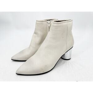 PEDRO GARCIA White Leather Disco Mirror Booties Boots 36.5